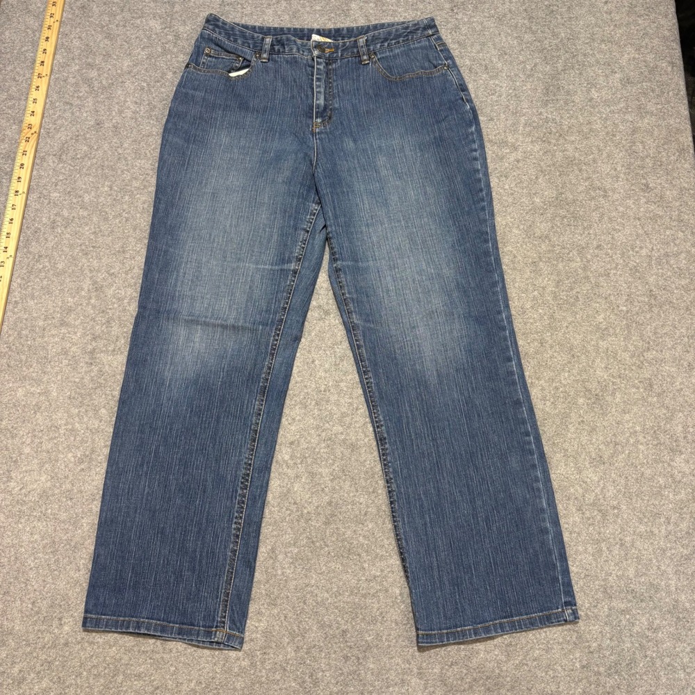 Talbots Petites Straight Leg Jeans Medium Wash Stretch Denim Size 14P